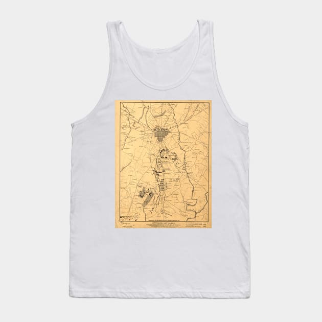 Vintage Gettysburg Battlefield Map (1863) Tank Top by Bravuramedia